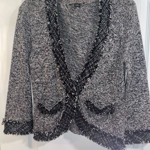 WHBM   Cardigan  sweater black / grey silver
